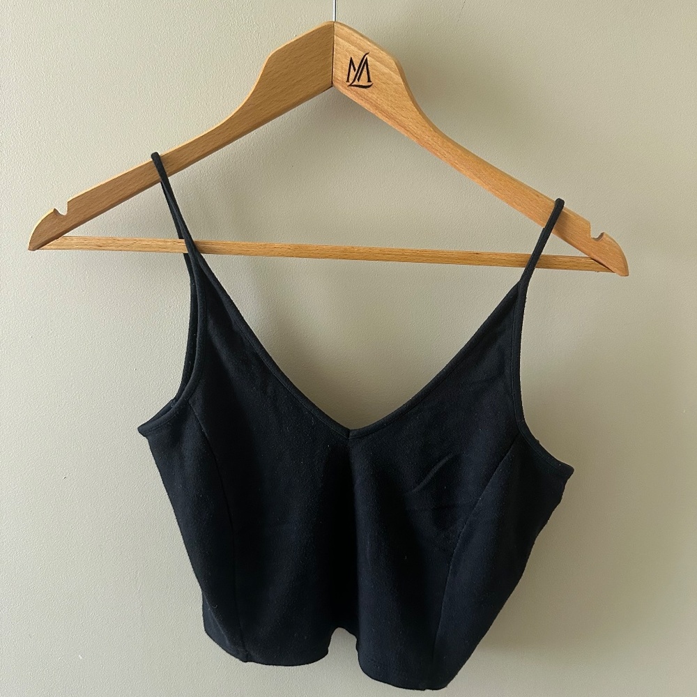 Brandy Melville V-Neck Black Crop Top